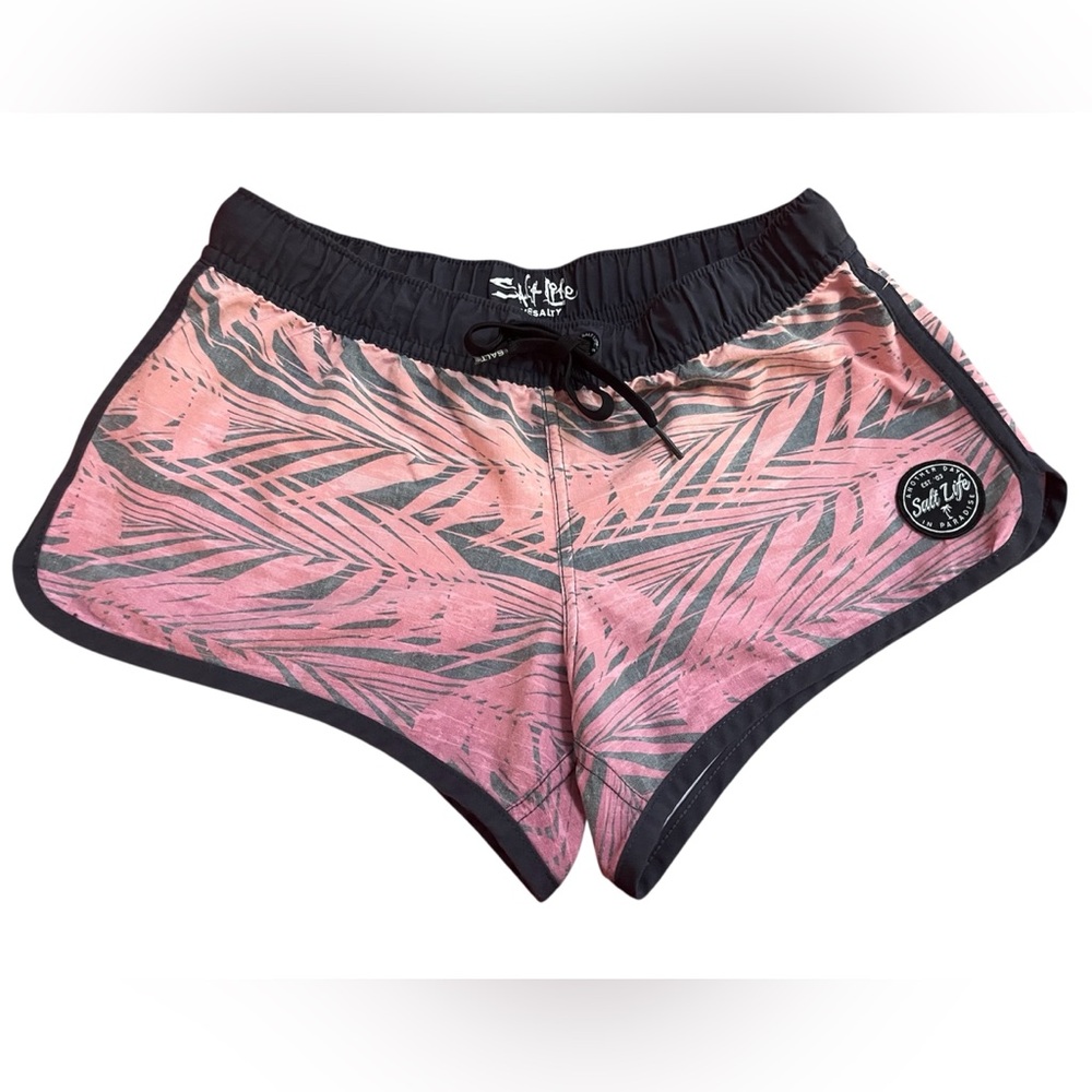 Salt Life Pink and Black Athletic Shorts with Dolphin Hem